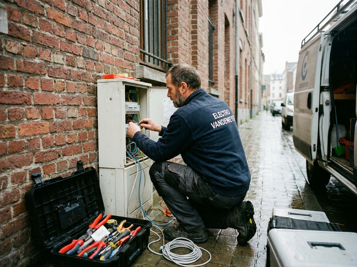 Photo de l'électricien au travail